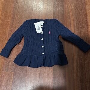 Ralph Lauren girls navy knit peplum sweater NWT 18 months